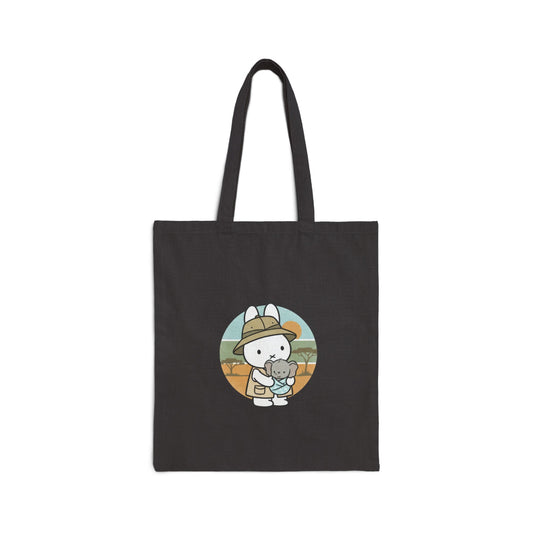 Miffy holding baby elephant Coffee Tote Bag | Kawaii Bunny Illustration, Pastel Circle Art