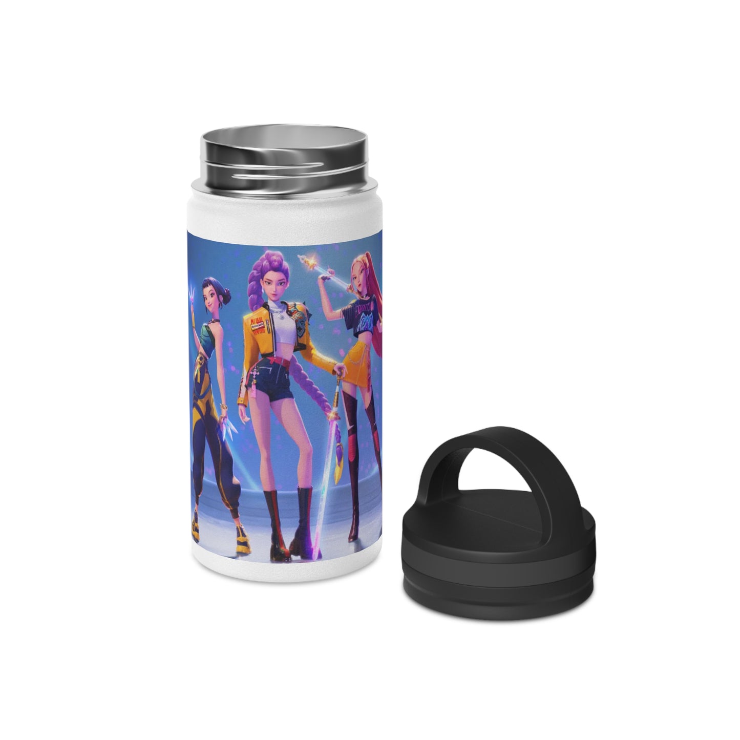 K-Pop Hunters Huntrix Stainless Steel Water Bottle — Handle Lid, Concert Vibe