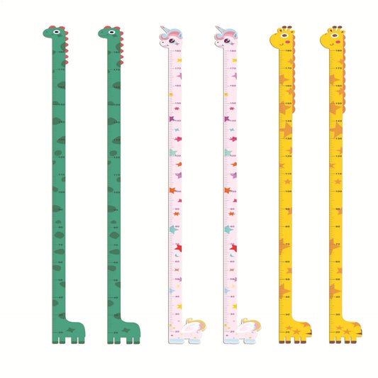 180cm Whimsical Animal Growth Chart Wall Decals: Unicorn, Dino, Giraffe Height Stickers for Nursery & Kids Room Decor
