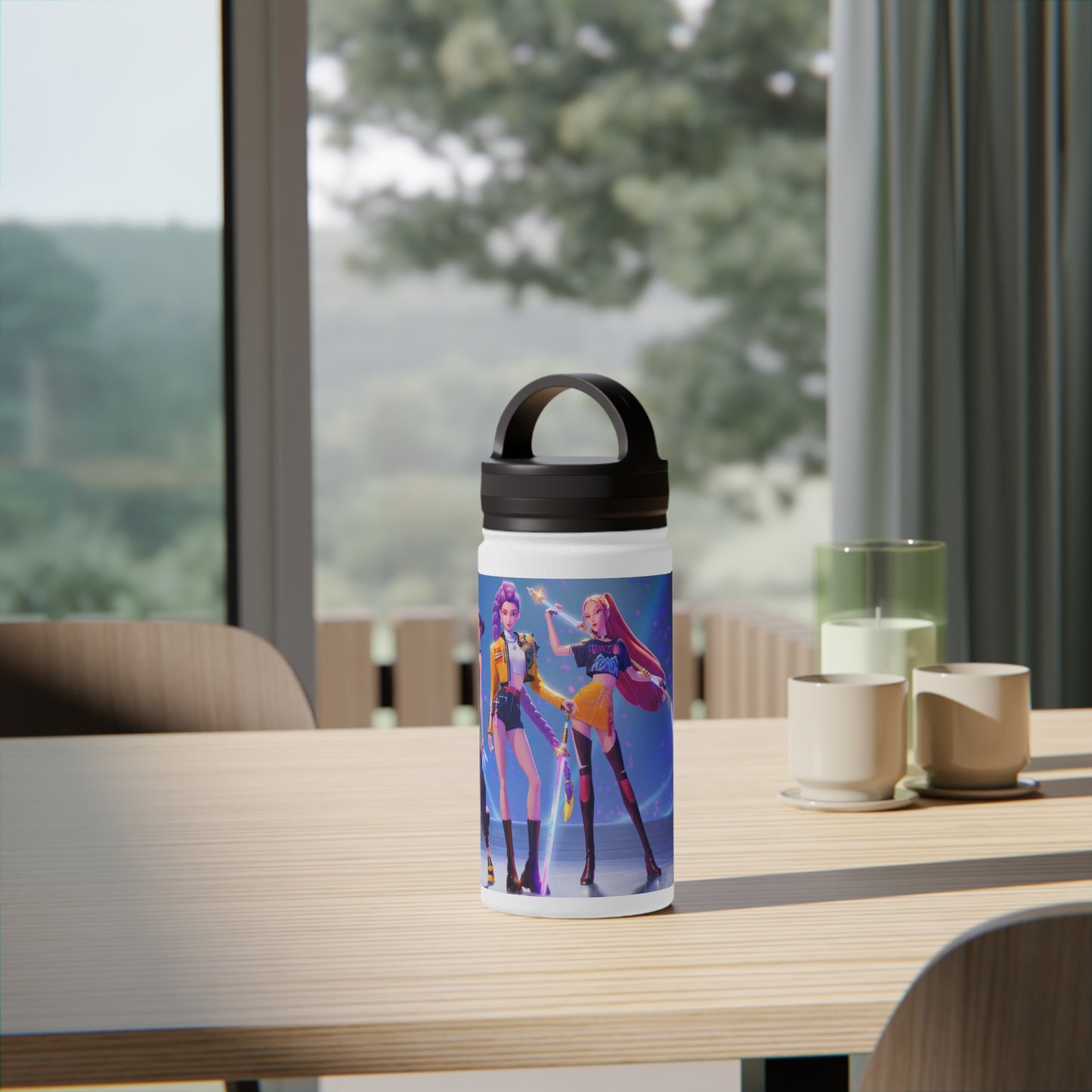 K-Pop Hunters Huntrix Stainless Steel Water Bottle — Handle Lid, Concert Vibe