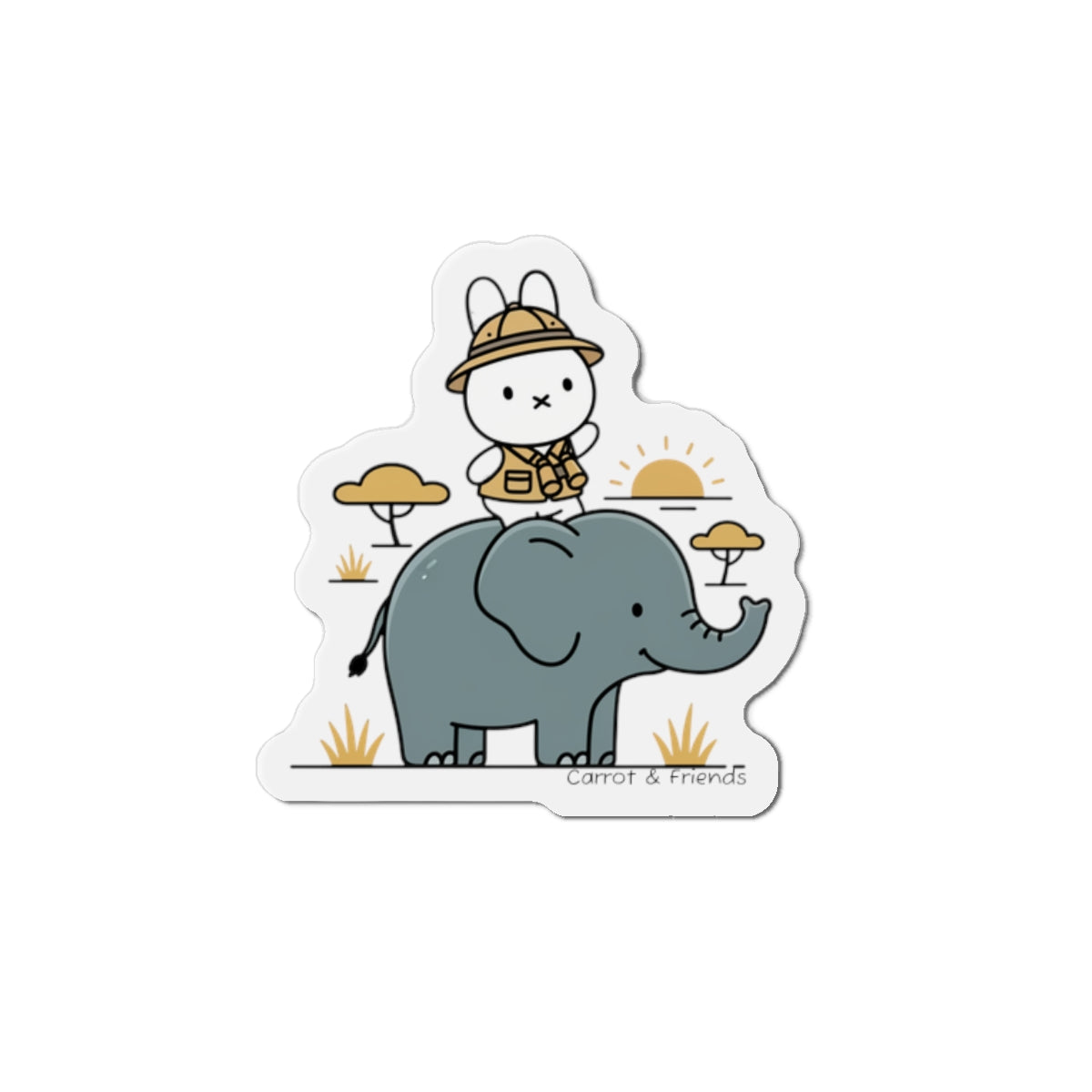 Safari Miffy on Elephant Magnet — Cute Animal Fridge Sticker