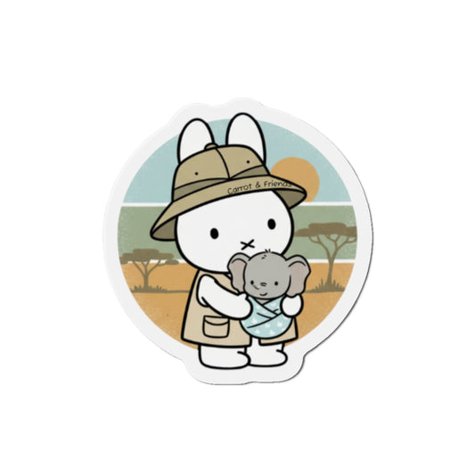Safari Miffy with Baby Elephant Die-Cut Magnet | Animal Nursery Fridge Magnet