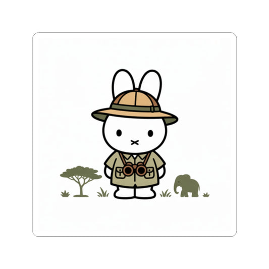 Safari Bunny Sticker — Cute Explorer Kiss-Cut Decal
